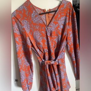 long sleeve romper with tie waist